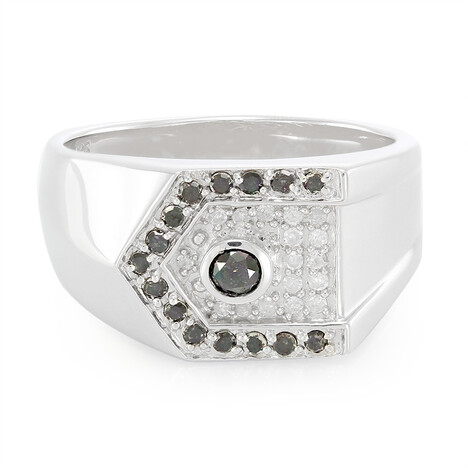 Schwarzer Diamant-Silberring