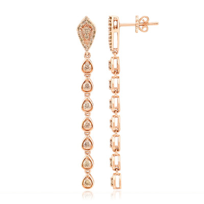 9K SI1 Argyle Rose De France Diamond Gold Earrings (Annette)