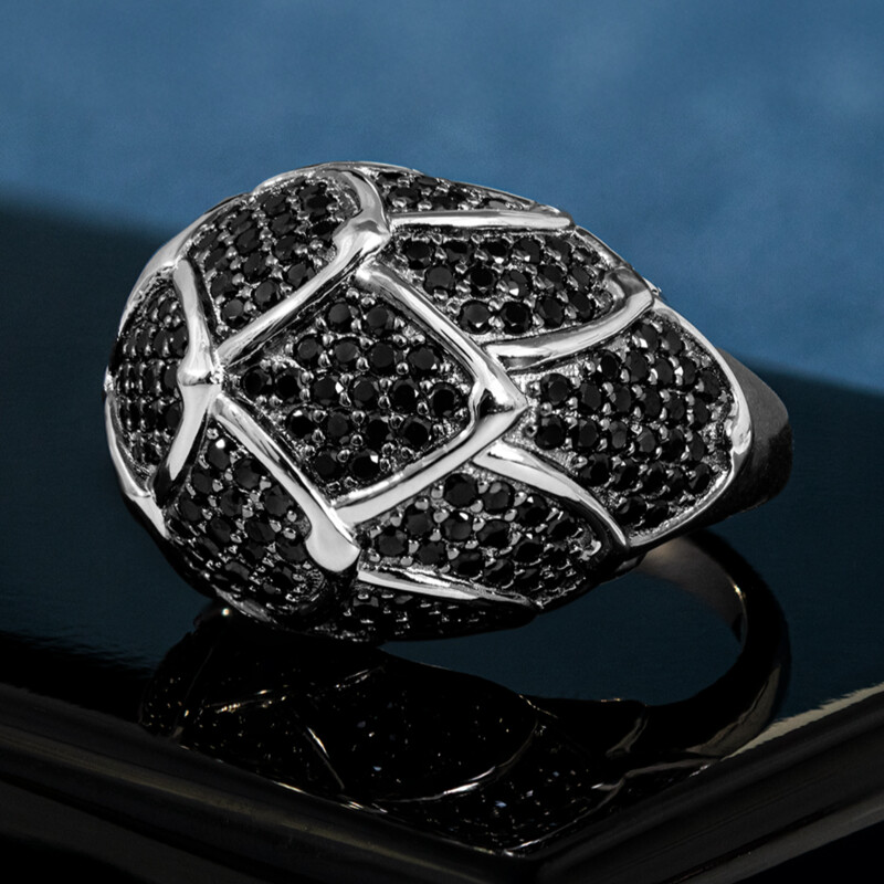 Schwarzer Spinell-Silberring