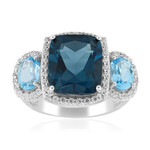Bague en argent et Topaze bleu de Londres (de Melo Essence)
