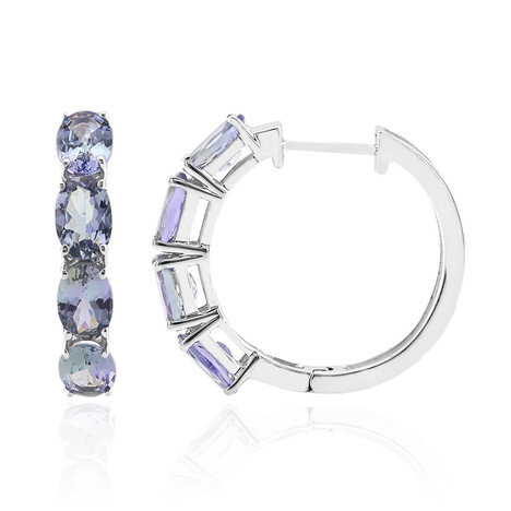 Nicht erhitzter Tansanit-Silberohrringe