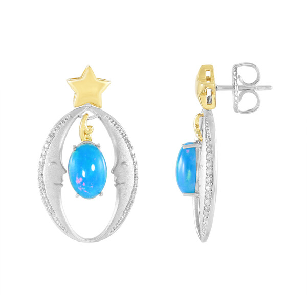 Pendientes en plata con Ópalo azul de EtiopÃa