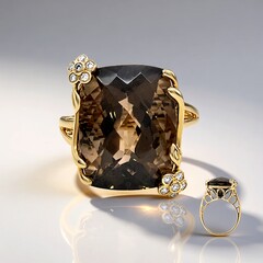 Anello in oro con Quarzo Fumè (CIRARI)