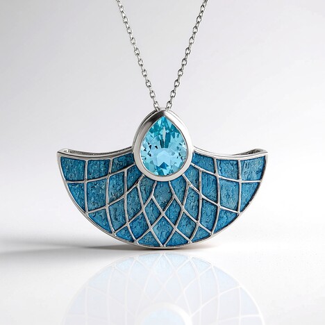 Collana in argento con Topazio Blu Cielo (Adela Silber)