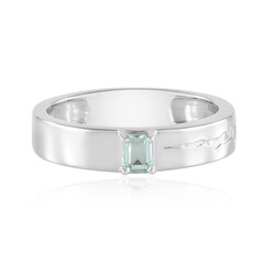Zilveren ring met een Paraiba kleurige smaragd