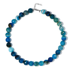 Zilveren halsketting met Blauwe agaten