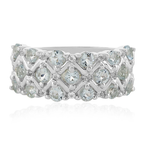 Zilveren ring met aquamarijnstenen
