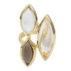 Anello placcato in oro con Quarzo Bianco