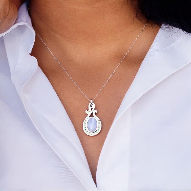 Ciondolo in argento con Agata Lace Blu (Annette classic)