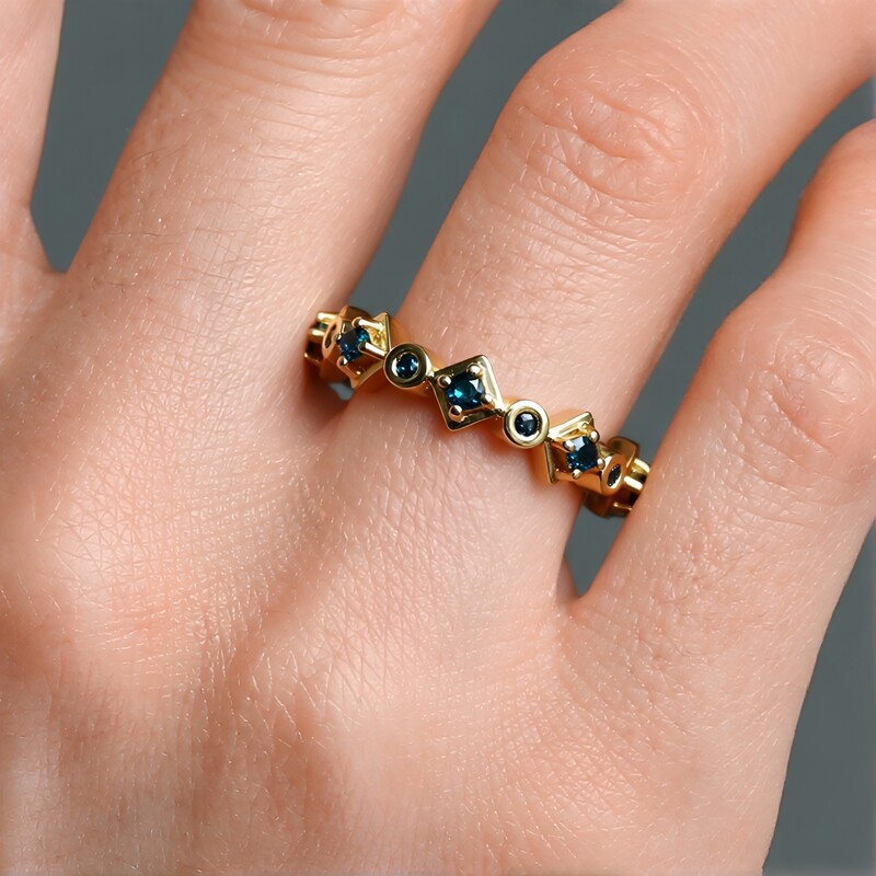 Blauer I3 Diamant-Silberring