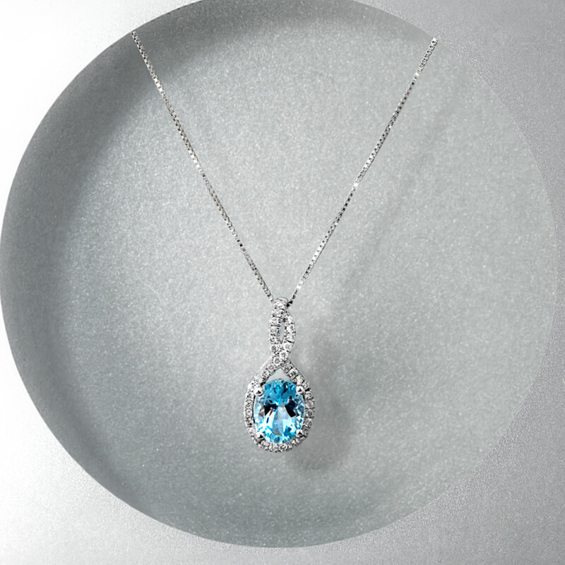 Brasilianischer Aquamarin-Goldhalskette