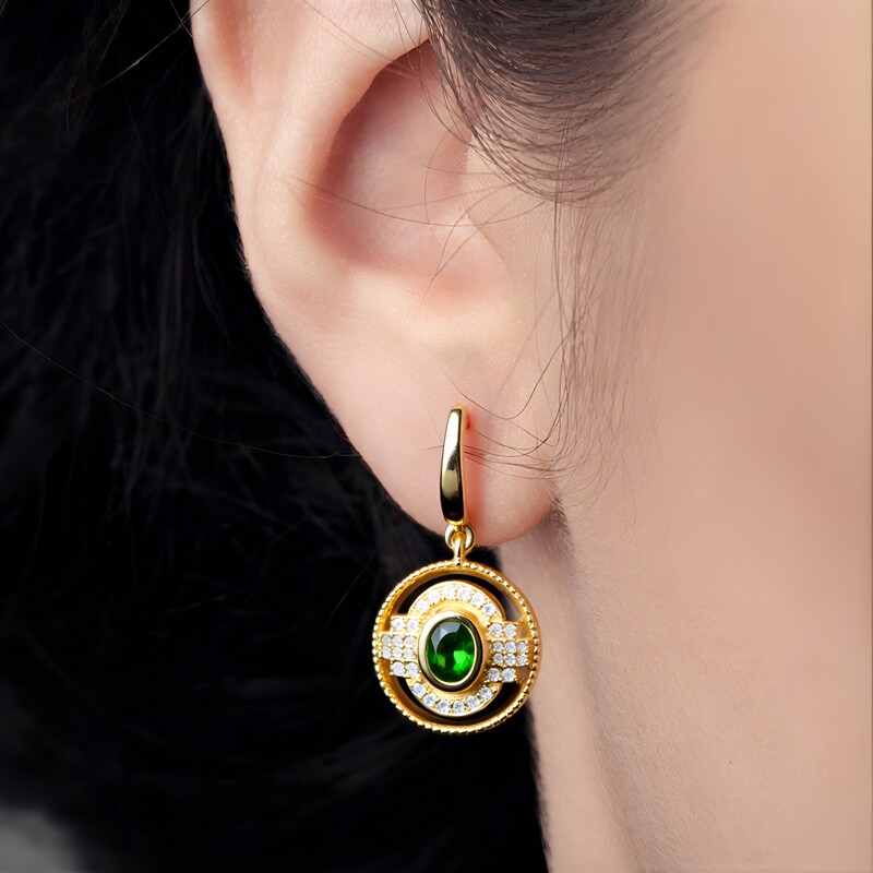 Orecchini in argento con Diopside Russo