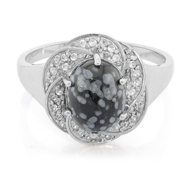 Schneeflocken-Obsidian-Silberring