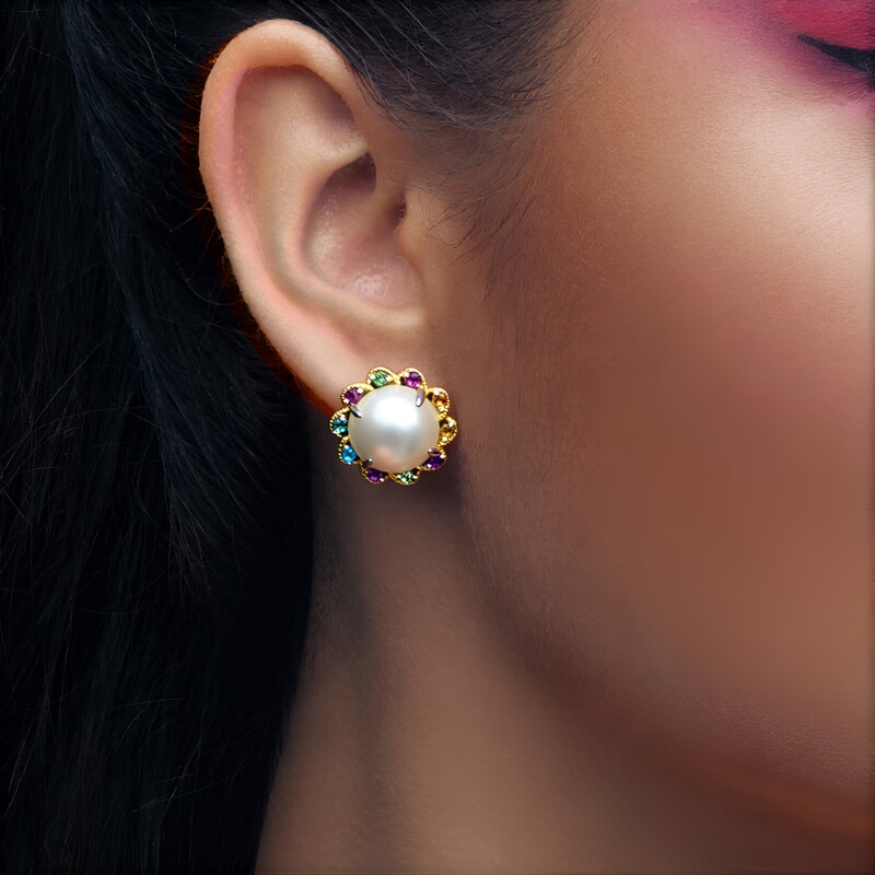 Mabe-Perlen-Silberohrringe (Gems en Vogue)