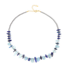 Zilveren halsketting met Braziliaanse Aquamarijnen