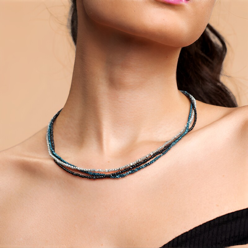 Collana in argento con Diamante Blu
