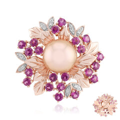 Broche en plata con Perla Ming púrpura