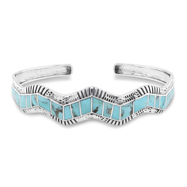 Kingman Blue Mojave Turquoise Silver Bangle (Jones Lee)
