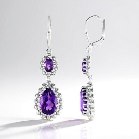Boucles d'oreilles en argent et Améthyste de Zambie
