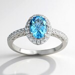 Pierścionek ze srebra rodowanego - Topaz niebieski Swiss Blue