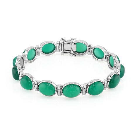 Zilveren armband met Groene onyxen