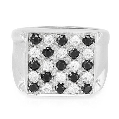 Anillo de hombre en plata con Espinela negra