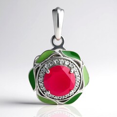 Pendentif en argent et Calcedoine framboise (SAELOCANA)