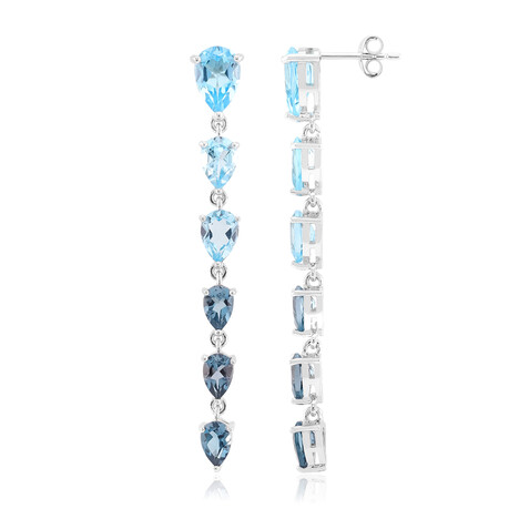 Pendientes en plata con Topacio azul suizo