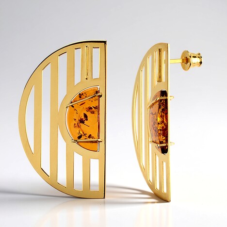 Orecchini in argento con Ambra Baltica Cognac (dagen)