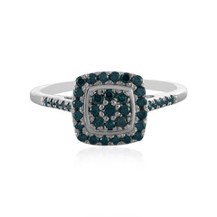 Blauer I3 Brillant-Silberring