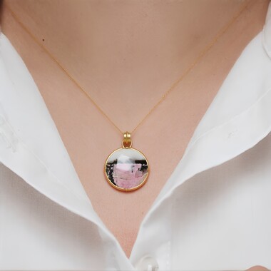 Ciondolo in argento con Rodonite Sulavesi (Bali Barong)