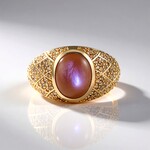 Bague en argent et Pierre de lune chocolat (KM by Juwelo)