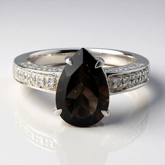 Bague en argent et Quartz fumé