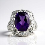 Bague en argent et Améthyste du Maroc