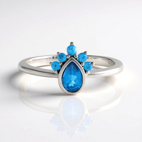 Bague en argent et Apatite bleu néon