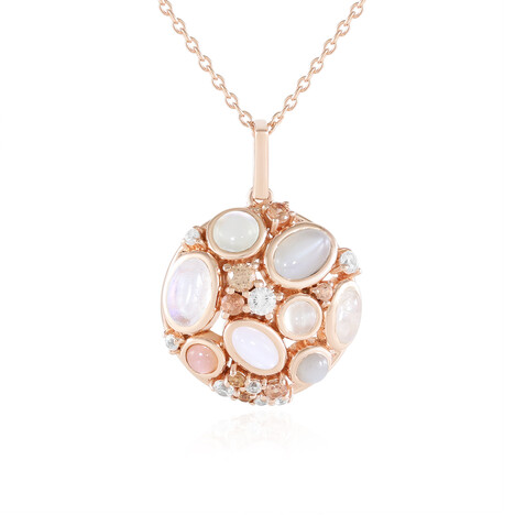 Zilveren halsketting met een witte maansteen (KM by Juwelo)