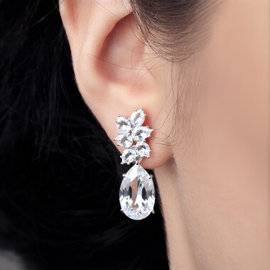 Pendientes en plata con Cuarzo blanco