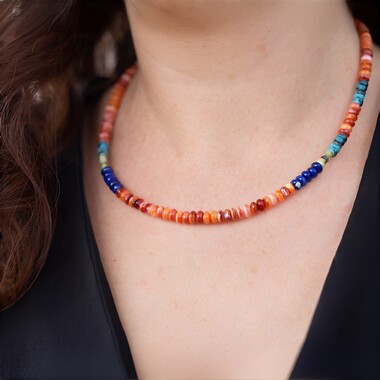Collana in argento con Conchiglia di Ostrica Spinosa Arancione