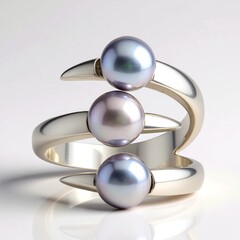 Zilveren ring met Zilveren zoetwater kweekparels