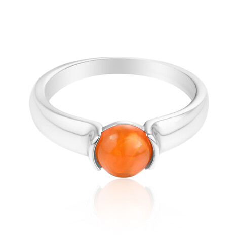 Orange Ethiopian Opal Silver Ring