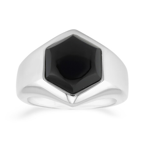 Zilveren ring met een zwarte onyx
