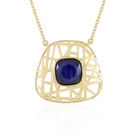 Zilveren halsketting met een Madagaskar Blauwe Saffier (Ornaments by de Melo)