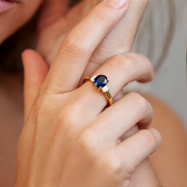 Gouden ring met een Onverhitte Tanzaniet