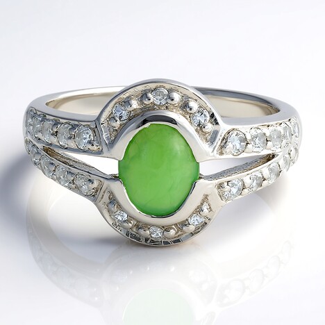 Anello in argento con Crisoprasio Imperiale