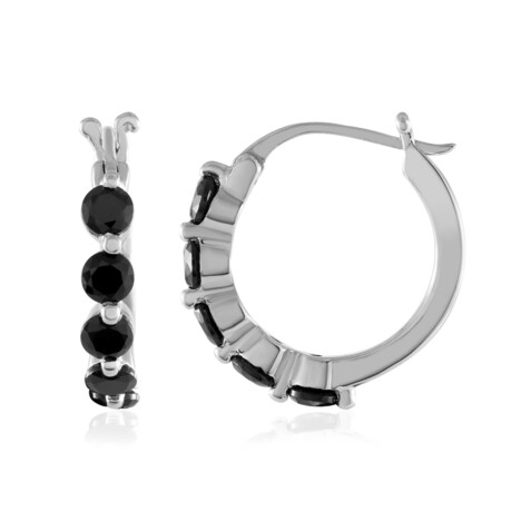 Boucles d'oreilles en argent et Spinelle noir