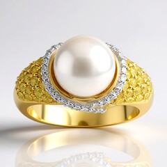 Anello in oro con Perla Bianca dei Mari del Sud (Michelle Albala)