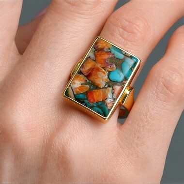 Multi Gem Silver Ring