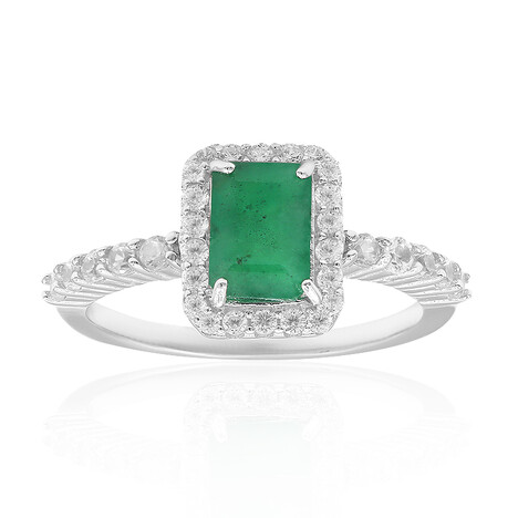 Anillo en plata con Esmeralda de Brasil