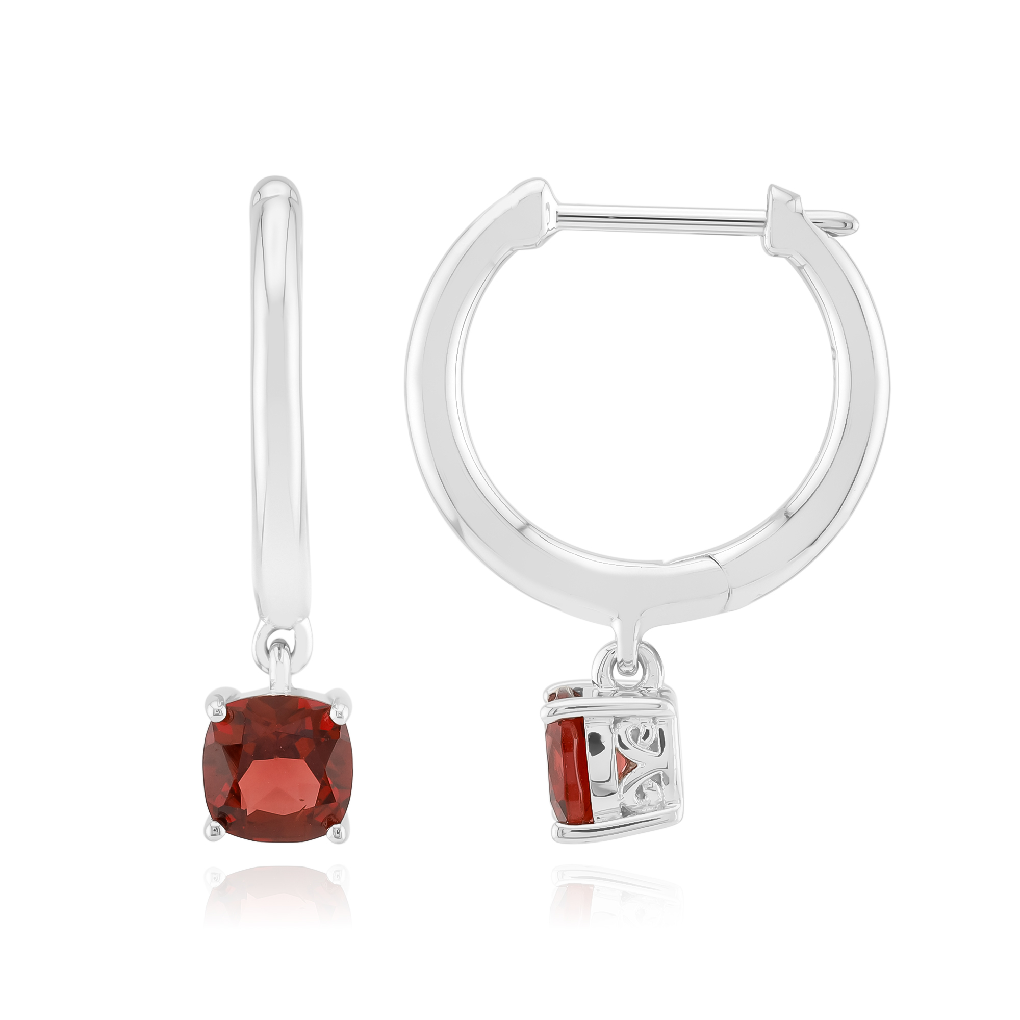 Orecchini Con Granato In Argento 925 - Pietra Ovale Sfaccettata 4x6mm - Eleganti E Leggeri (1,5cm, 0,8g Cad.)