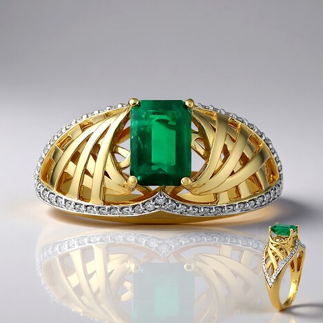 Anello in oro con Smeraldo Zambia AAA (Rifkind 1894 Collection)